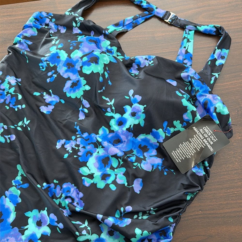 New Vintage look hback skirted Sarong Swimsuits For All one piece plus size 24 - Picture 2 of 5